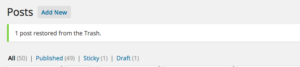 Missing WordPress Post: Trash Restored