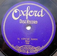 1906 El Capitan March. 7in. disc. Probably made by Columbia