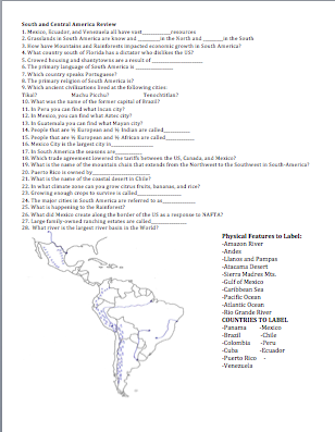 South and Central America Review